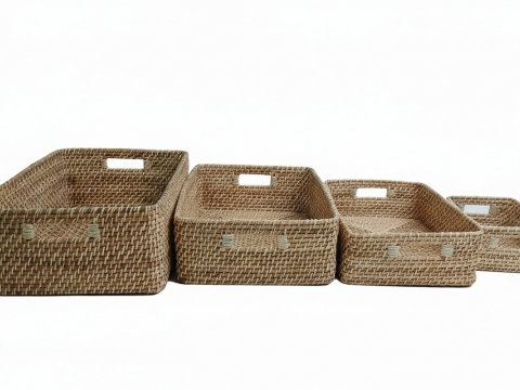 Natural woven rattan baskets